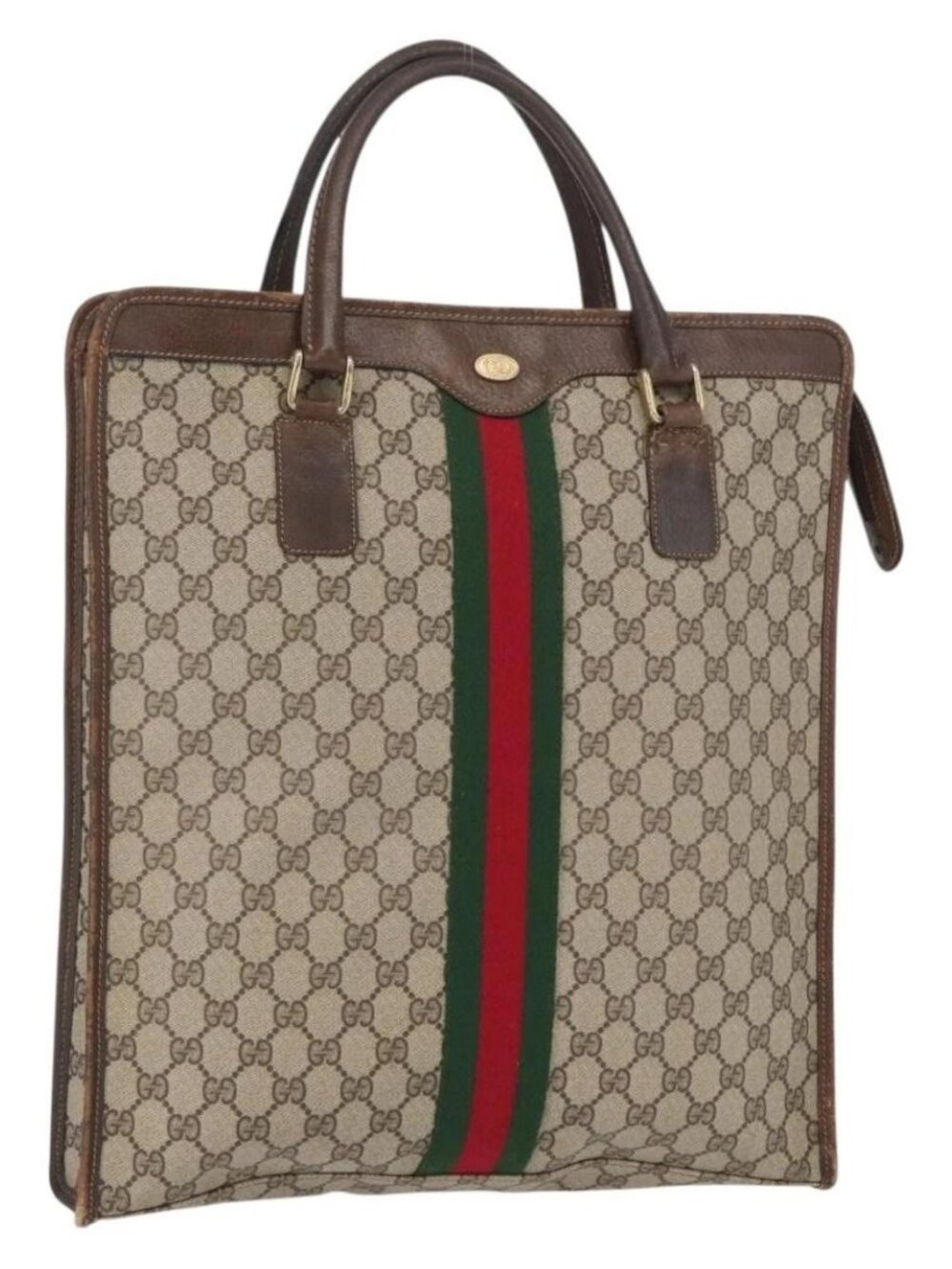 GUCCI GG Supreme Web Sherry Line Tote Bag PVC Beige Gold 010 378 Auth ep12692 - Picture 2 of 16